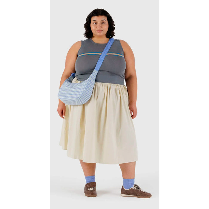 Bolso media luna Baggu - Light Blue Gingham