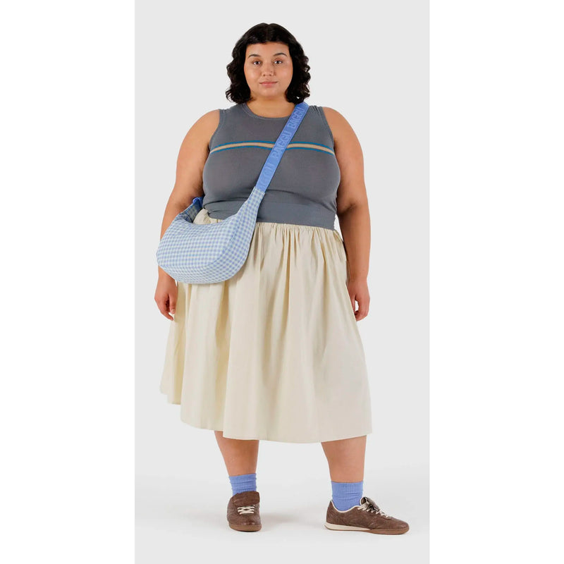 Bolso media luna Baggu - Light Blue Gingham