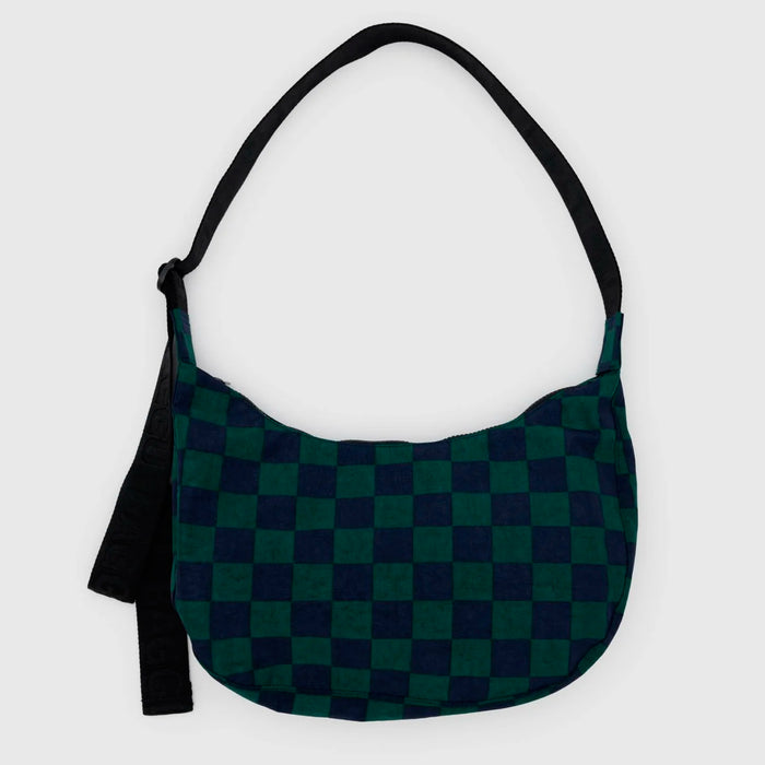 Bolso media luna Baggu - Navy Green Check