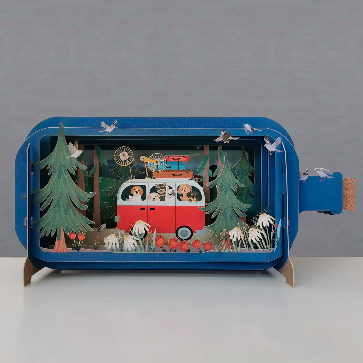 Postal 3D - Botella Caravana y Perros 🐶