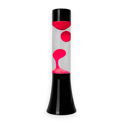 Lámpara de lava mini Fisura - Base negra, líquido transparente y lava rosa