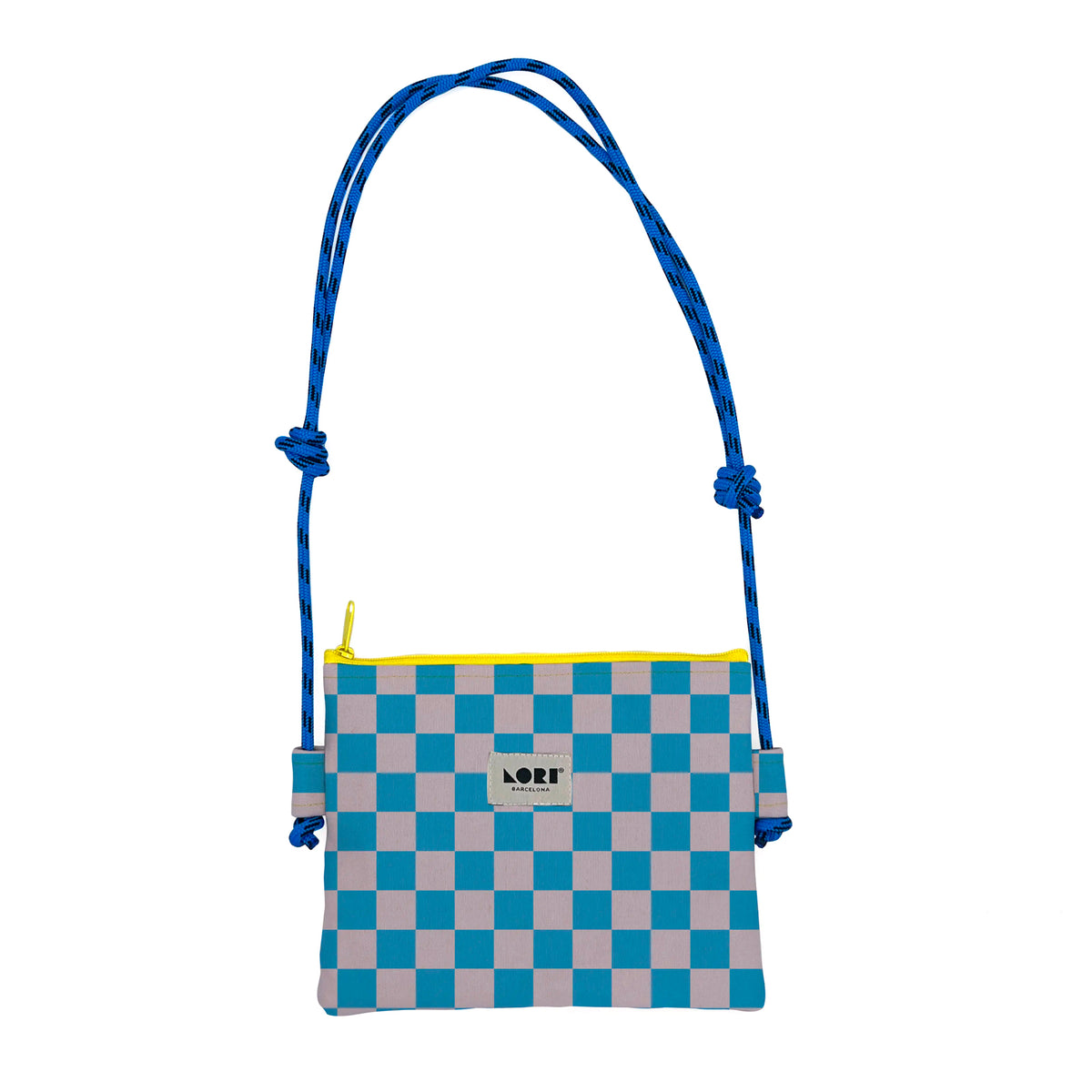 Bolso Lori Barcelona - Mini Crossbody Cuadros Azul y Gris