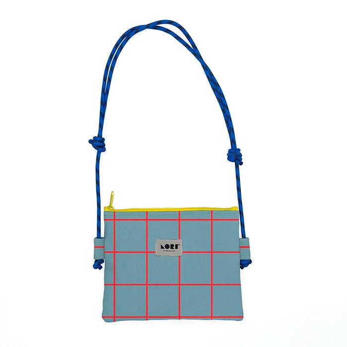 Bolso Lori Barcelona - Mini Crossbody Windowpane Azul y Rojo