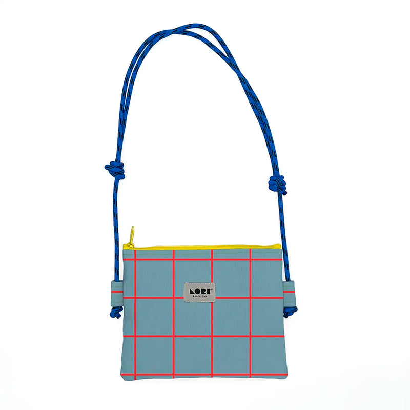 Bolso Lori Barcelona - Mini Crossbody Windowpane Azul y Rojo