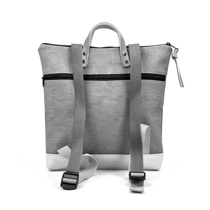 Mochila Book Holder Cuadrada Impermeable con bolsillo extra Daniel Chong - Gris con bolsillo gris