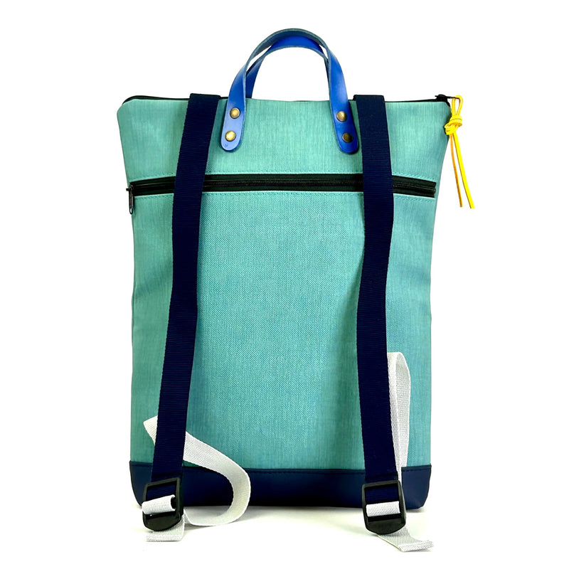 Mochila Book Holder Impermeable con bolsillo extra Daniel Chong - Turquesa con bolsillo fucsia