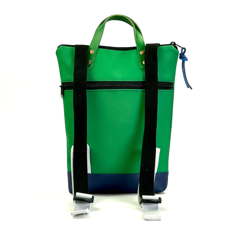 Mochila Mini Solapa con bolsillo extra Daniel Chong - Verde con bolsillo amarillo