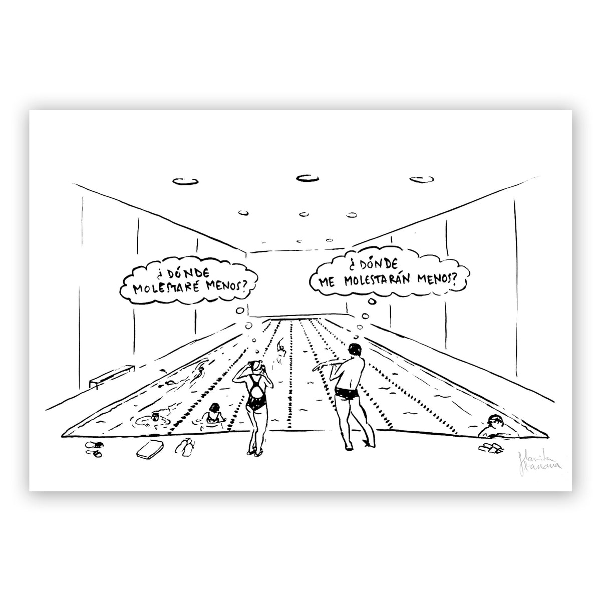 Print de Flavita Banana A4 - "Molestar en la Piscina"