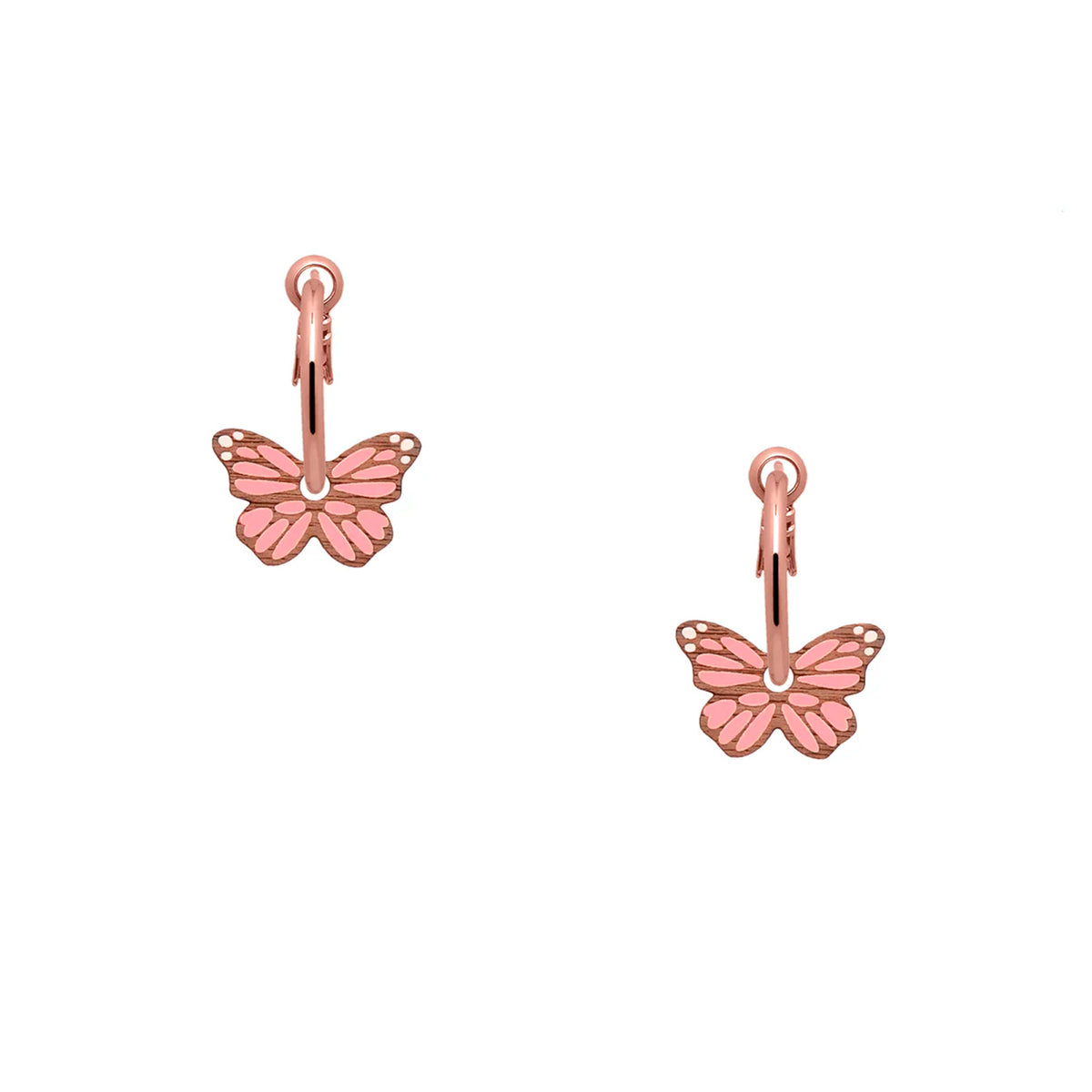 Pendientes de aro Materia Rica - Monarch Butterfly in Pink