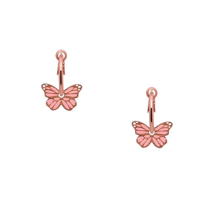 Pendientes de aro - Monarch Butterfly in Pink