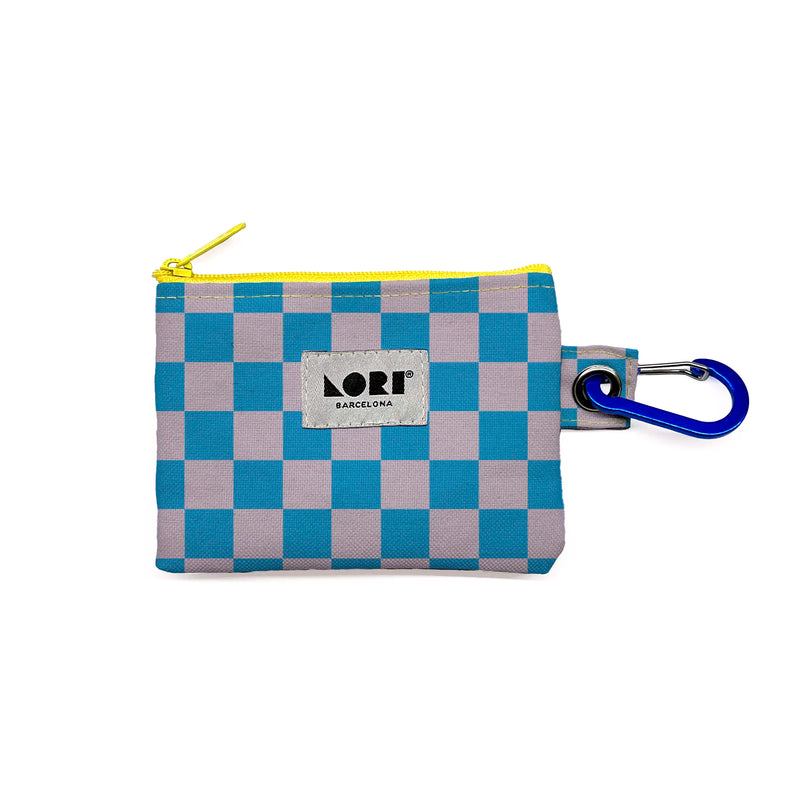 Monedero Lori Barcelona - Cuadros Pequeños Azul y Gris