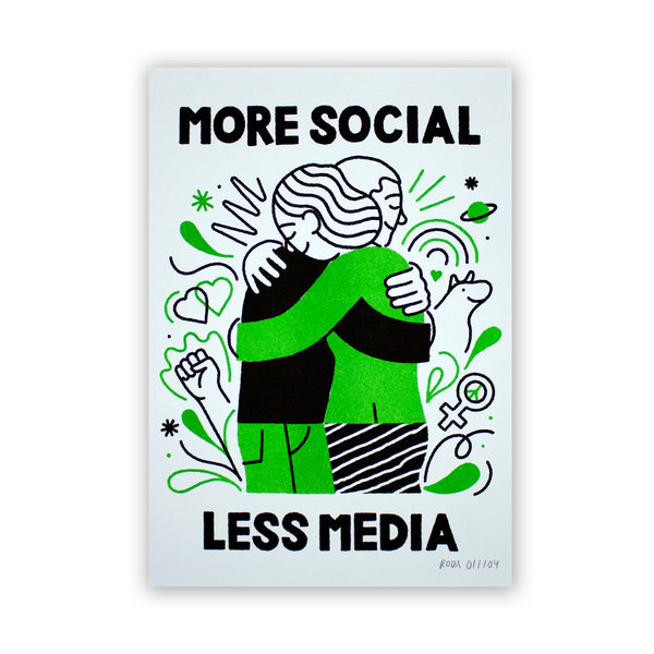 Print de Roda A4 - "More Social, Less Media"