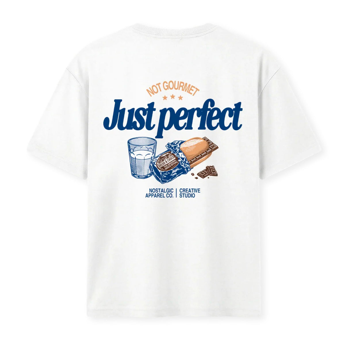 Camiseta Nostalgic Apparel - "Not Gourmet, Just Perfect" 🍫🥖