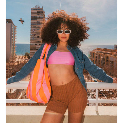 Tote bag/Mochila - Orange/Pink Stripes
