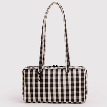 Bolso Bowler Baggu - Black and Cream Gingham