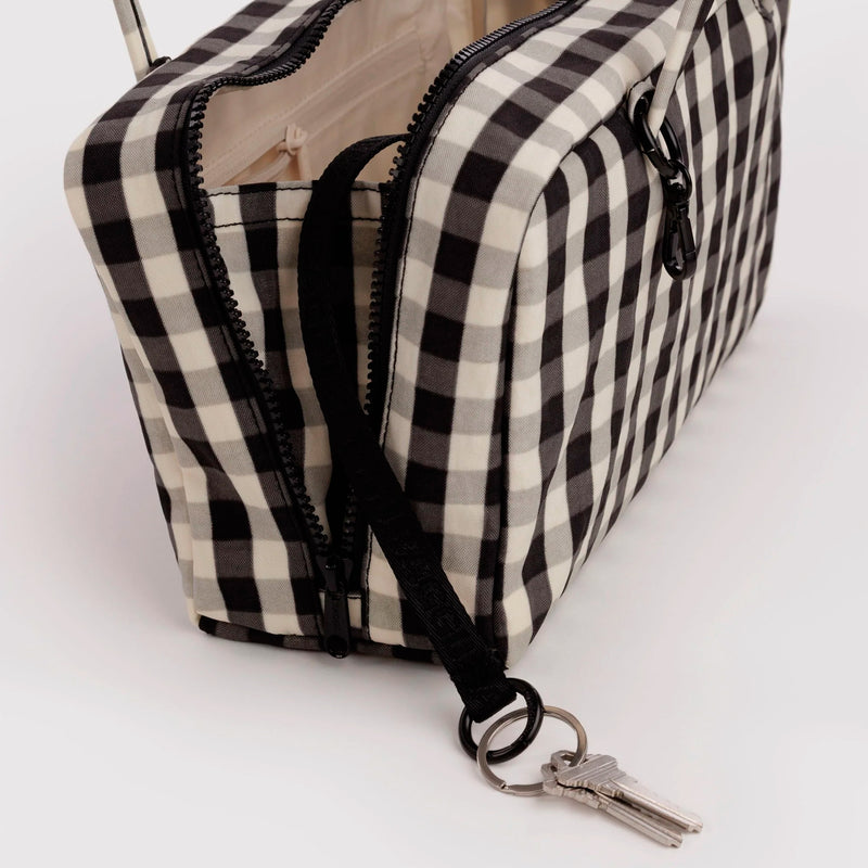 Bolso Bowler Baggu - Black and Cream Gingham