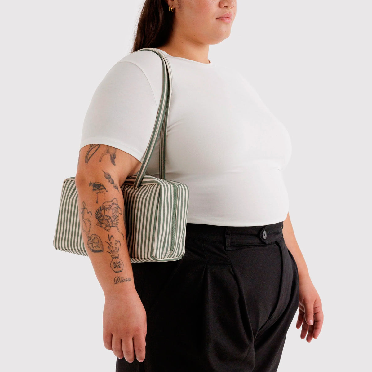 Bolso Bowler Baggu - Sage Stripe