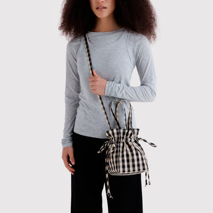 Bolso Mini Baggu - Black and Cream Gingham