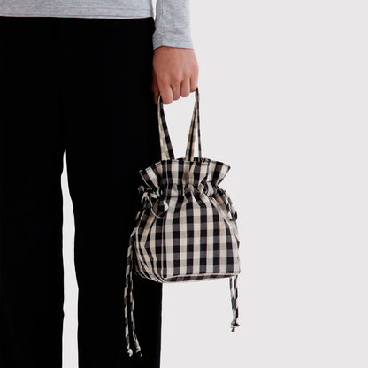 Bolso Mini Baggu - Black and Cream Gingham
