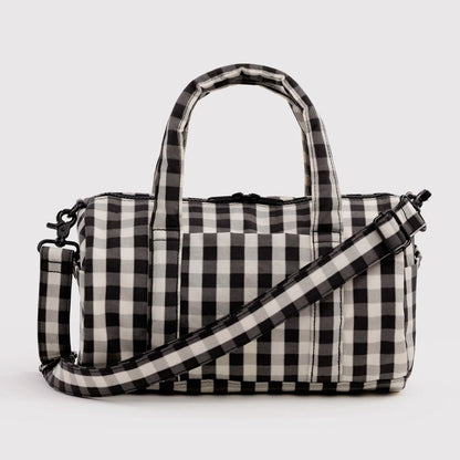 Bolso Duffle Baggu - Black and Cream Gingham