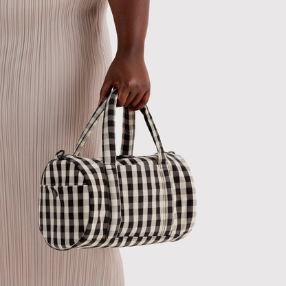 Bolso Duffle Baggu - Black and Cream Gingham