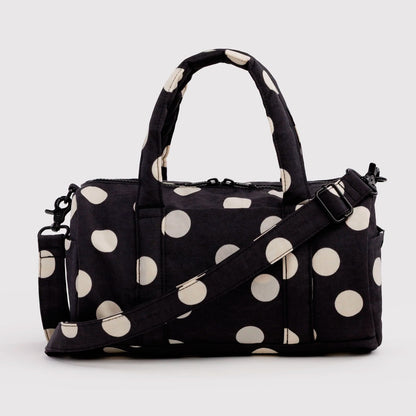 Bolso Duffle Baggu - Black and Cream Polka Dot