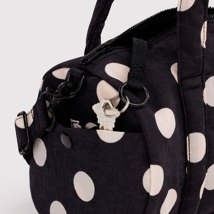 Bolso Duffle Baggu - Black and Cream Polka Dot