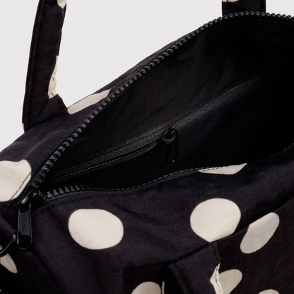 Bolso Duffle Baggu - Black and Cream Polka Dot