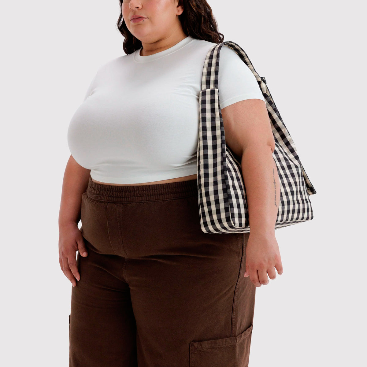 Bolso Baggu - Black and Cream Gingham
