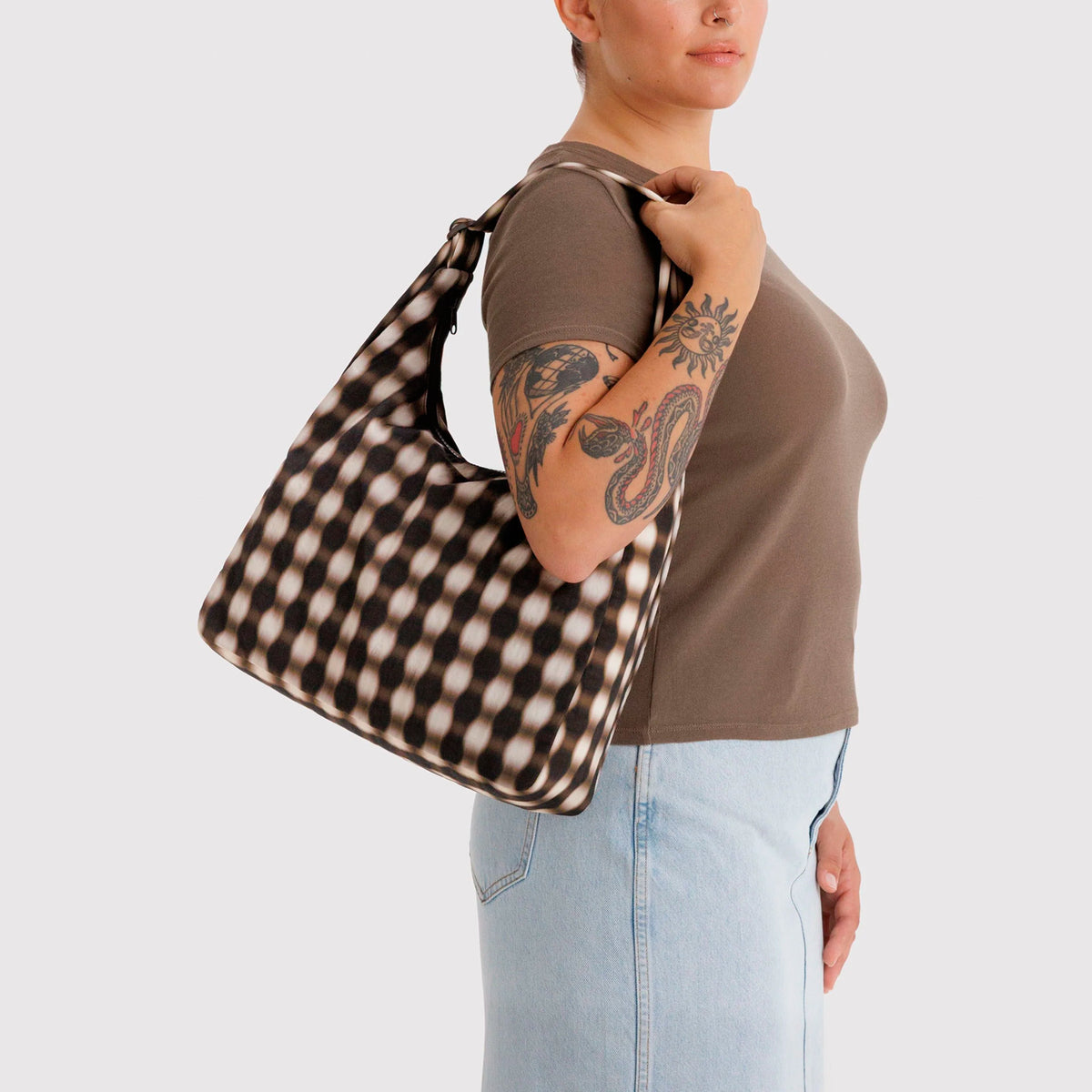 Bolso Baggu - Blurred Gingham Brown