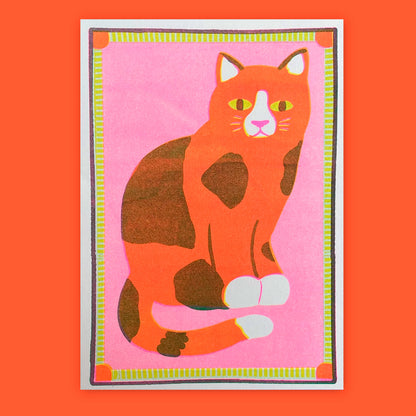 Print de Naomi Wilkinson A5 - "Orange Patchy Cat" 🐱