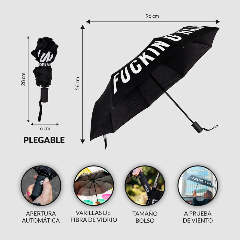 Paraguas - "Fucking Rain" Negro ☔