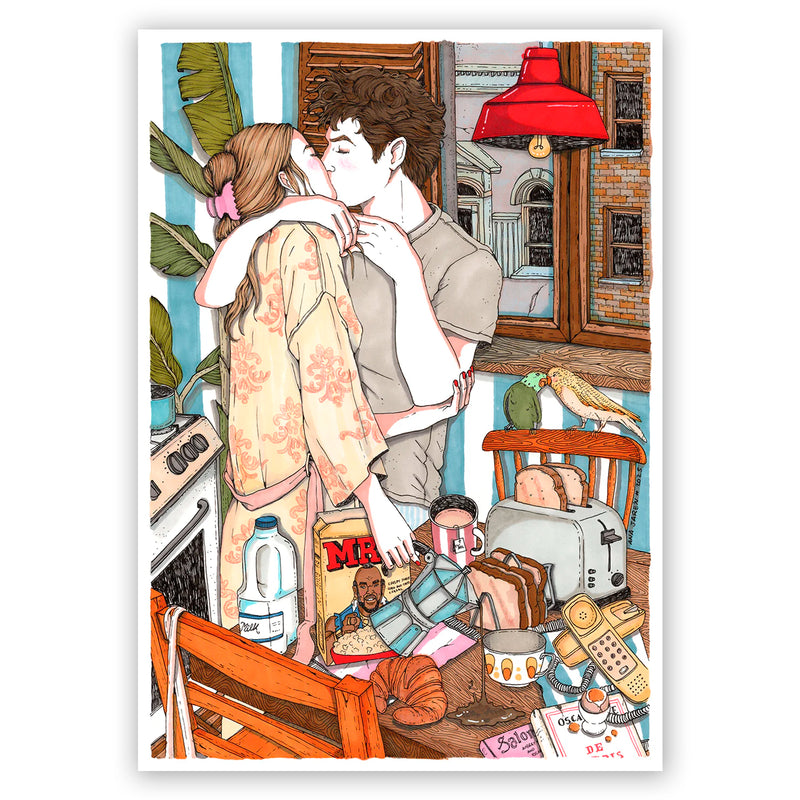 Print de Ana Jarén A4 - "Pareja y desayuno"