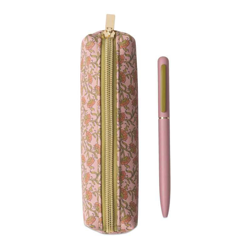 Set Estuche + Bolígrafo - Pink Vintage Floral