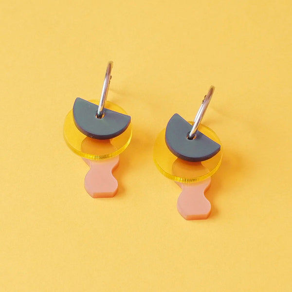 Pendientes - Aros Alfar Azul, Amarillo y Topo