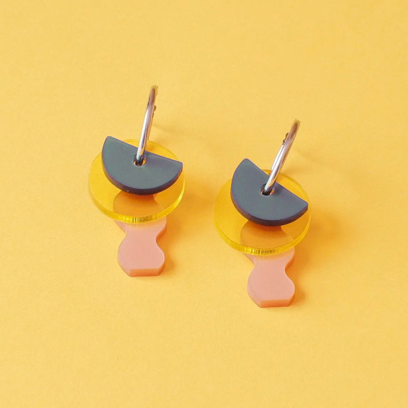 Pendientes - Aros Alfar Azul, Amarillo y Topo