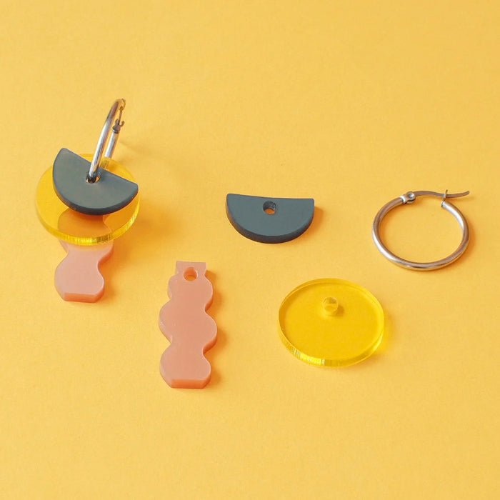 Pendientes - Aros Alfar Azul, Amarillo y Topo