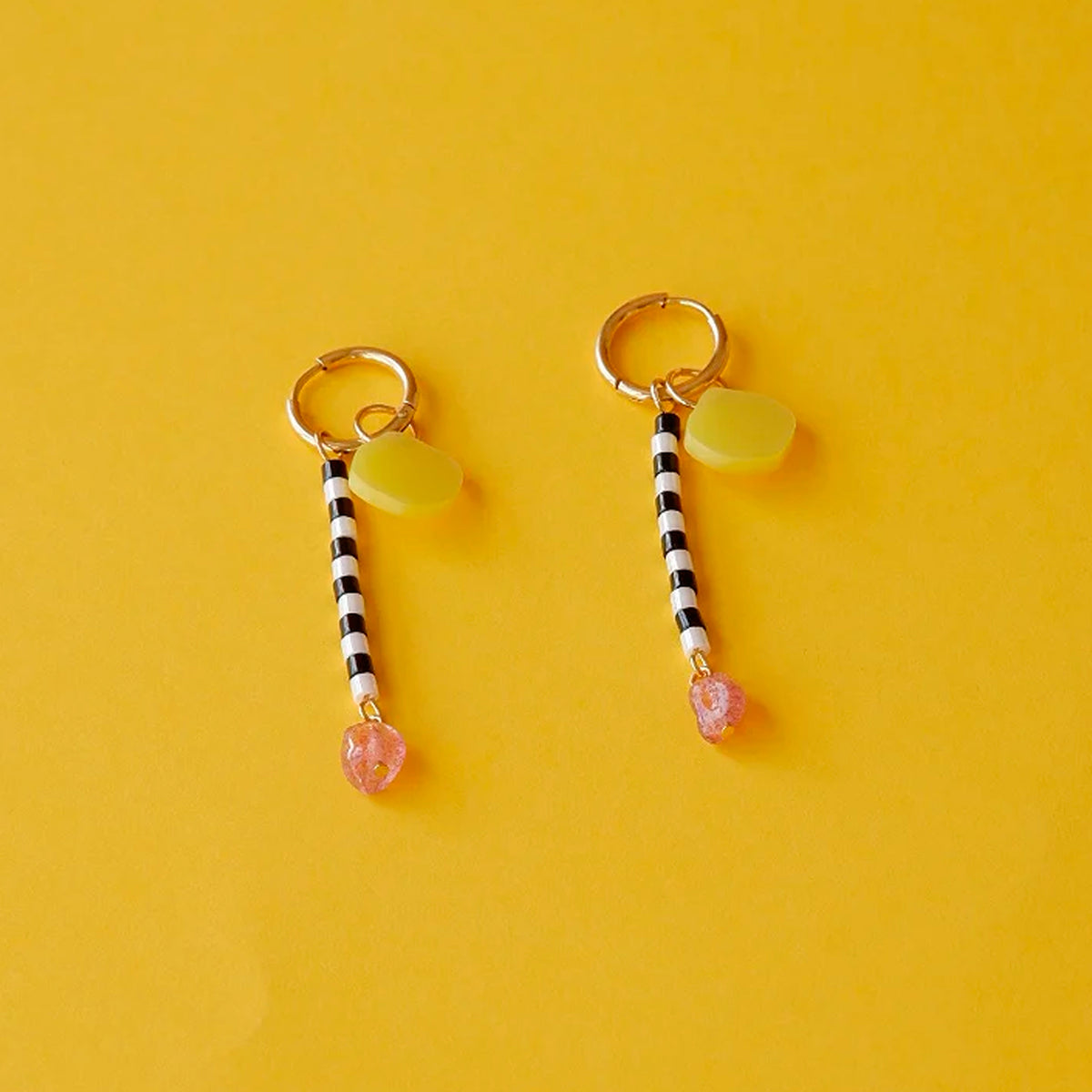 Pendientes - Aros Twiggy Rosa y Amarillo