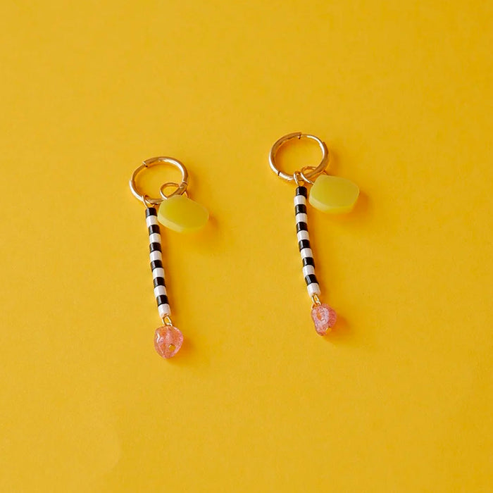 Pendientes - Aros Twiggy Rosa y Amarillo