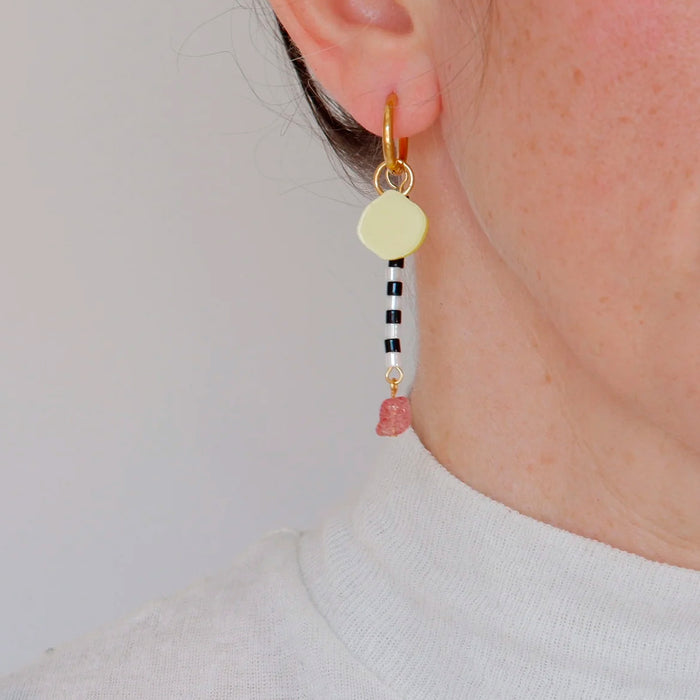 Pendientes - Aros Twiggy Rosa y Amarillo