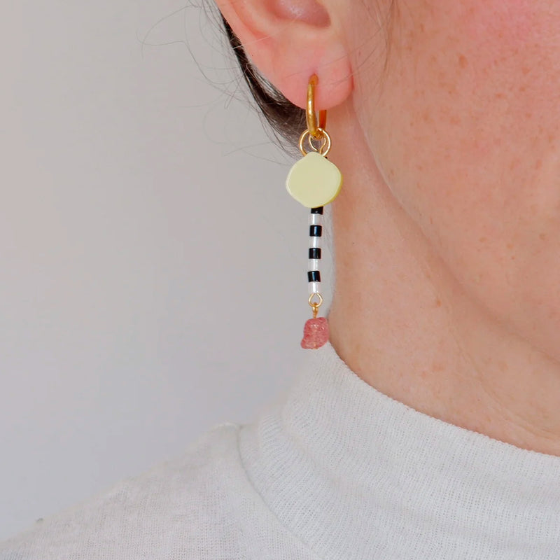 Pendientes - Aros Twiggy Rosa y Amarillo