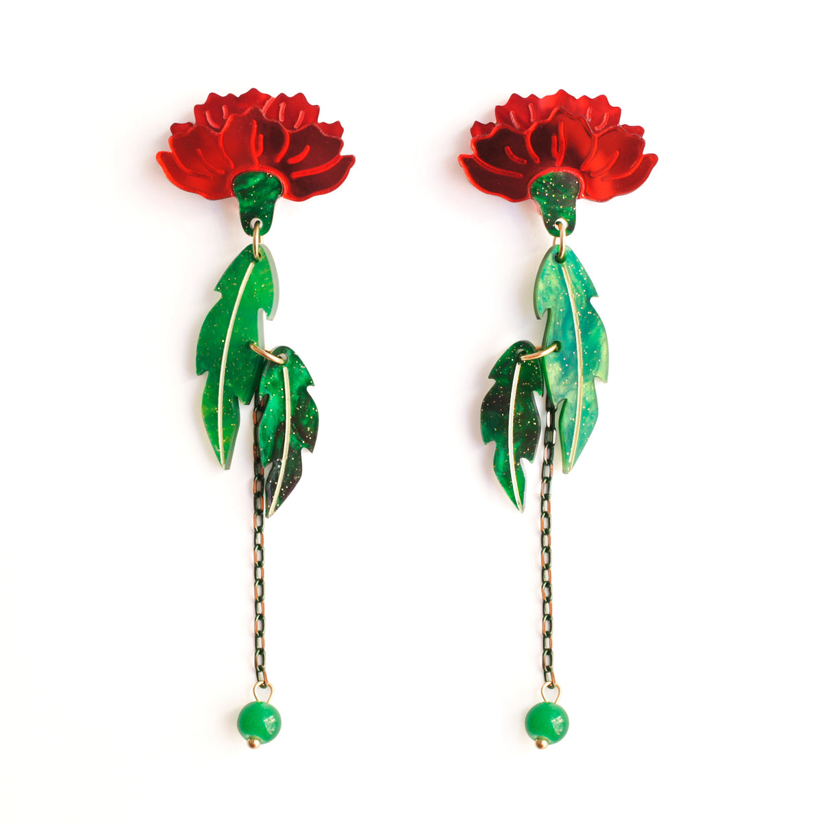 Pendientes - Clavel Rojo