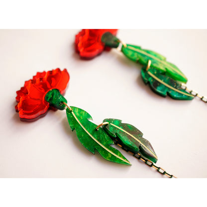 Pendientes - Clavel Rojo