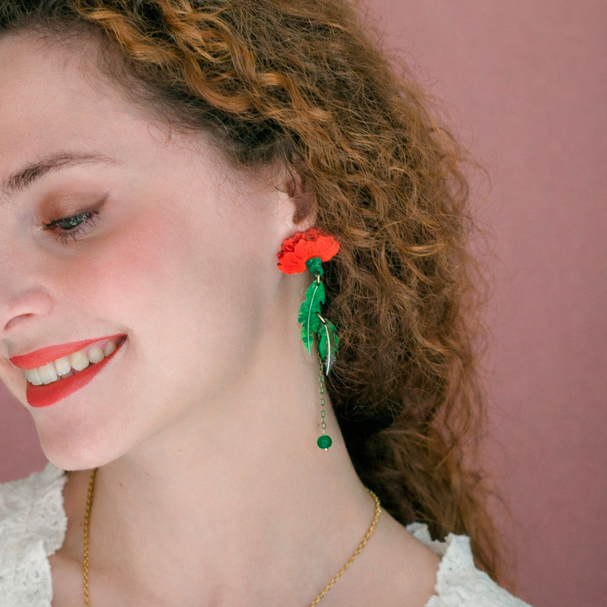 Pendientes - Clavel Rojo