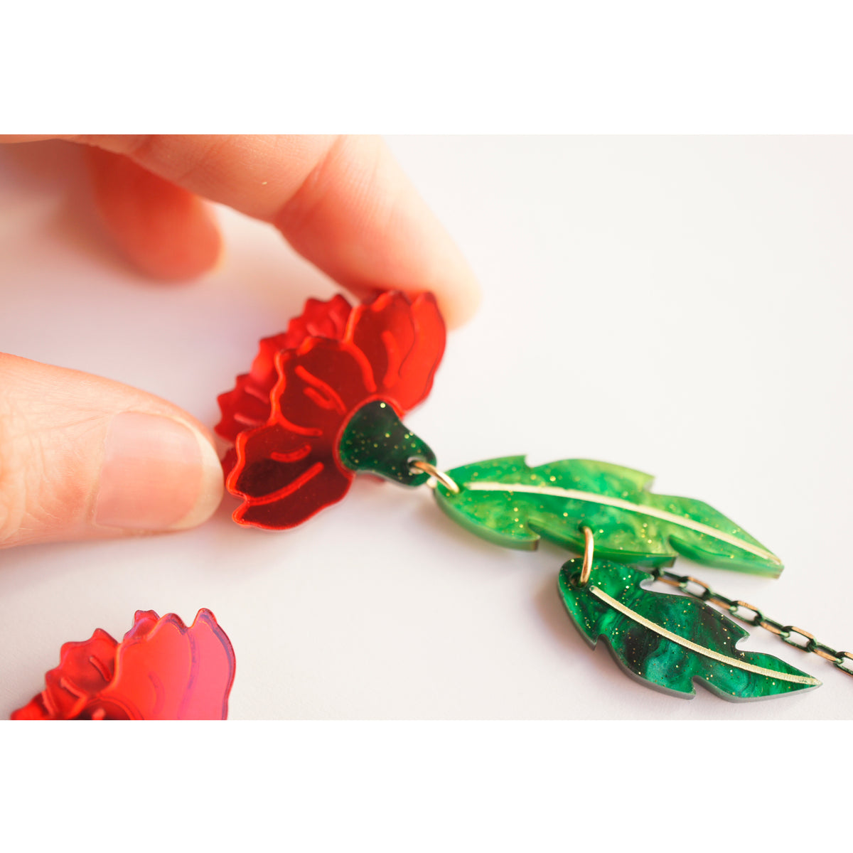 Pendientes - Clavel Rojo