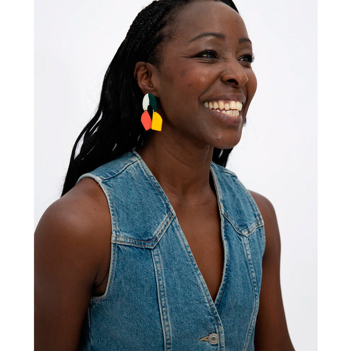 Pendientes - Geométrico Cuatricolor Amarillo