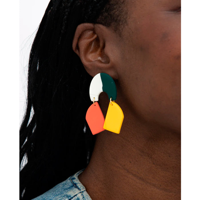 Pendientes - Geométrico Cuatricolor Amarillo