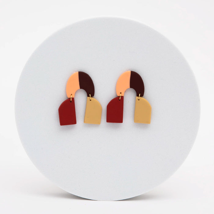 Pendientes - Geométrico Cuatricolor Tierra