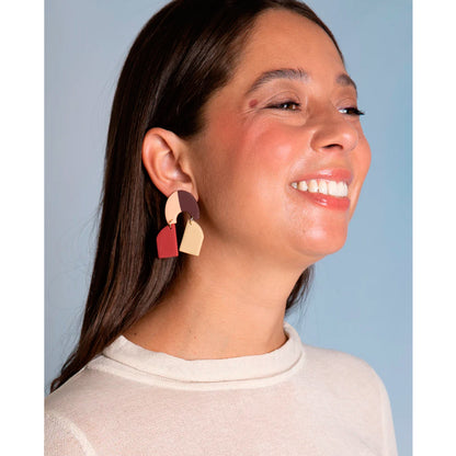 Pendientes Viva - Geométrico Cuatricolor Tierra