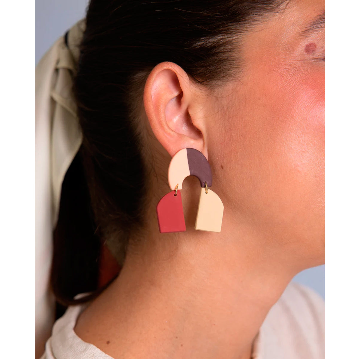 Pendientes Viva - Geométrico Cuatricolor Tierra